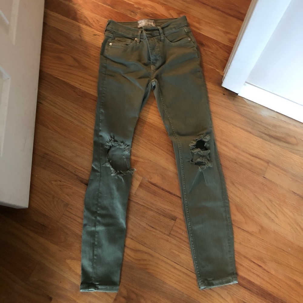 Free people distressed green jeans